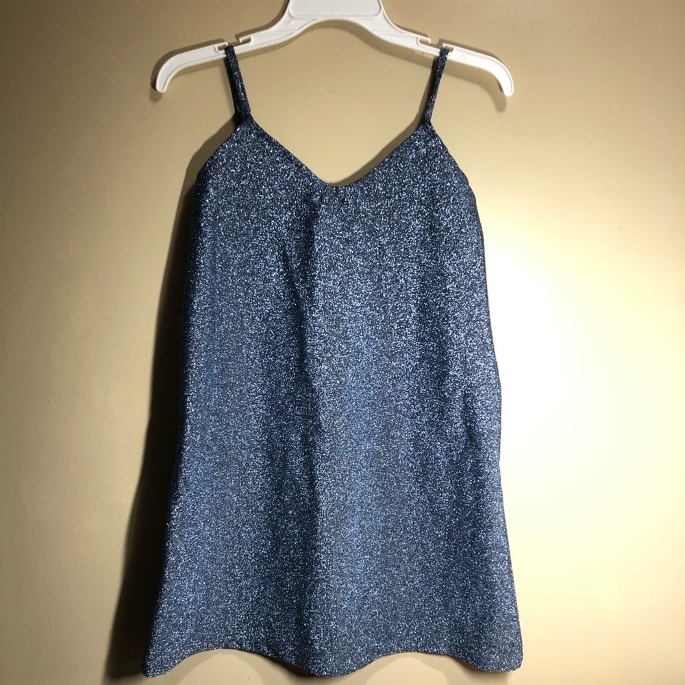 glittery blue slip dress